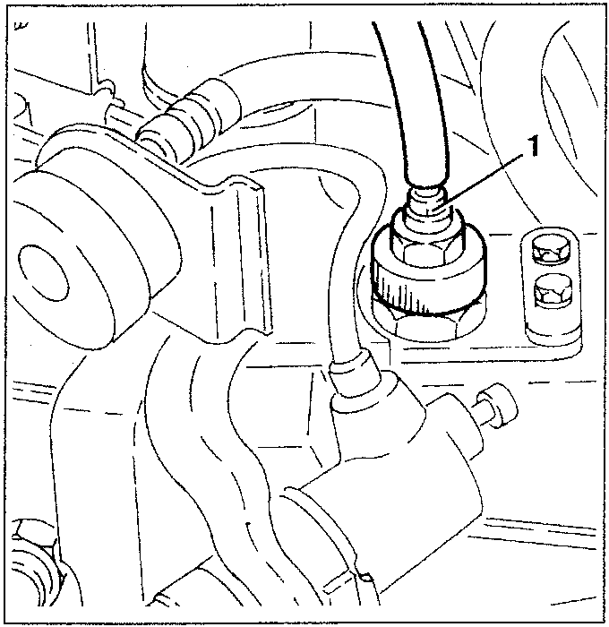 Diagram showing a cable connection being disconnected, labeled with part number 1
