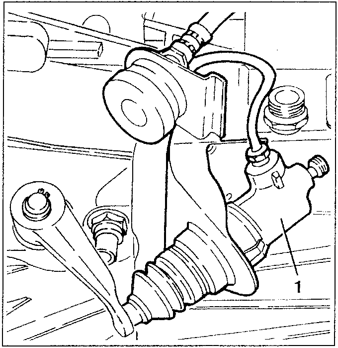 Diagram showing a clutch control cylinder and its support bracket, labeled with part number 1