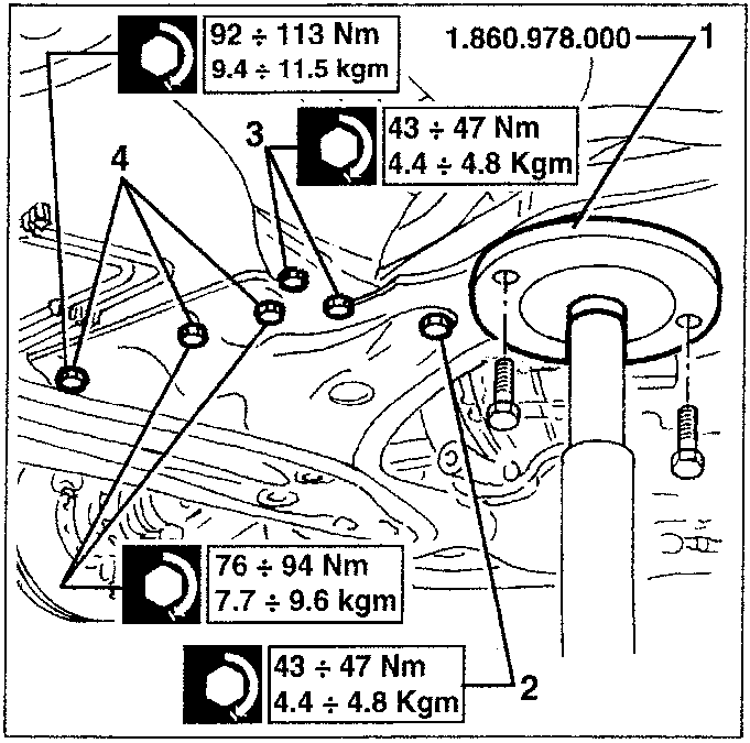 Crossmember fastenings with tool 1.860.978.000