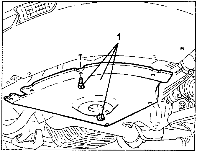 Diagram showing removal of lower air cleaner guard with screws and nut