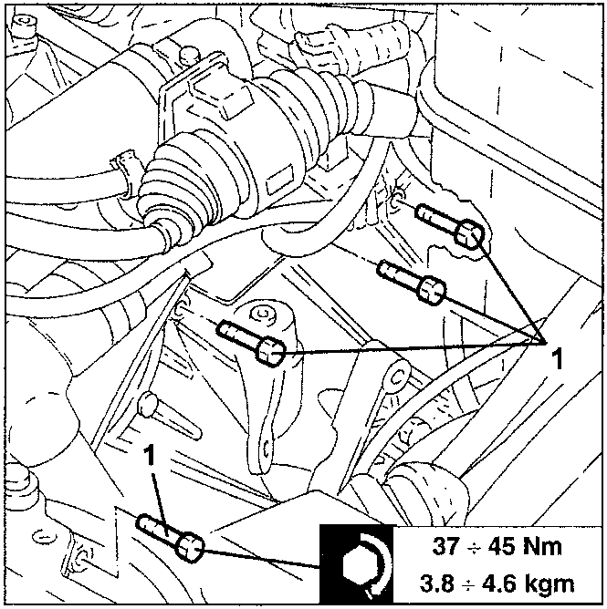 Gearbox differential with bolts and torque specification box