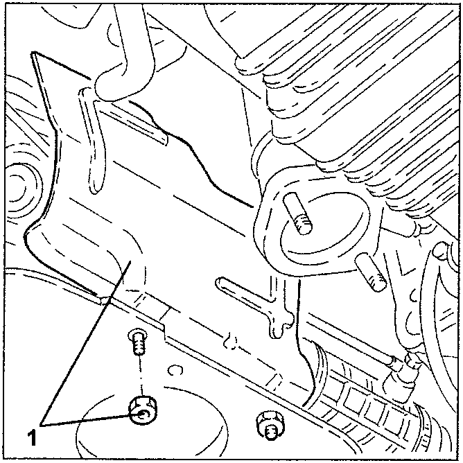 Diagram showing power steering unit firewall with bolts labeled 1 and 6