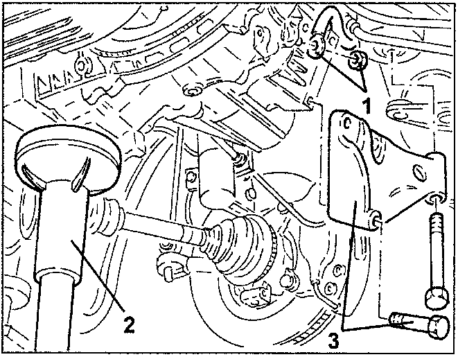 Gearbox bracket removal with hydraulic jack