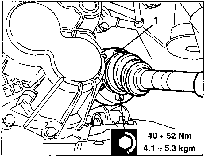 Left-hand drive shaft connected to internal differential shaft