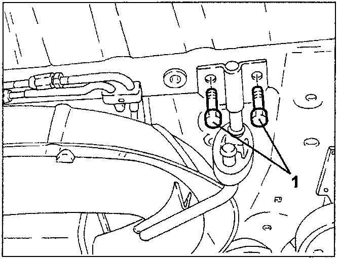 Diagram showing intermediate exhaust bracket fastening screws