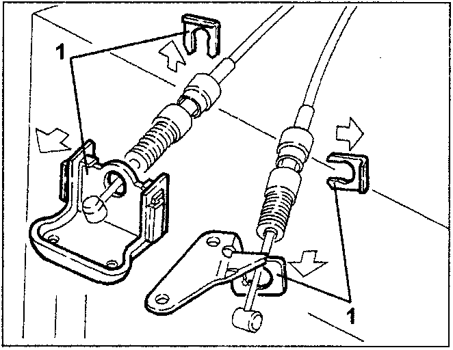 Diagram showing retainer plates and gear selection/engagement brackets being removed