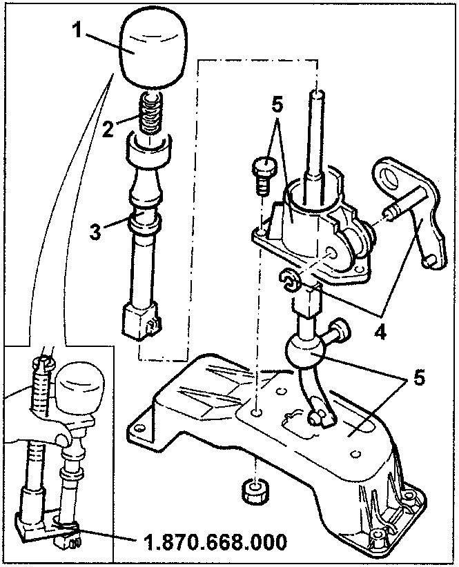 Gearbox external controls assembly with numbered parts