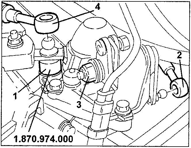 Gearbox external controls assembly with tool 1.870.974.000 fitted