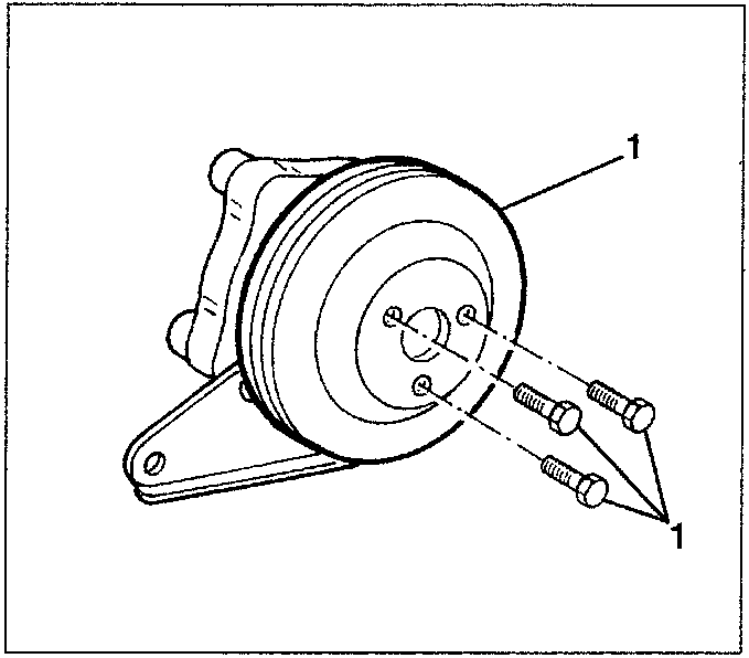 Pulley assembly with three screws labeled 1