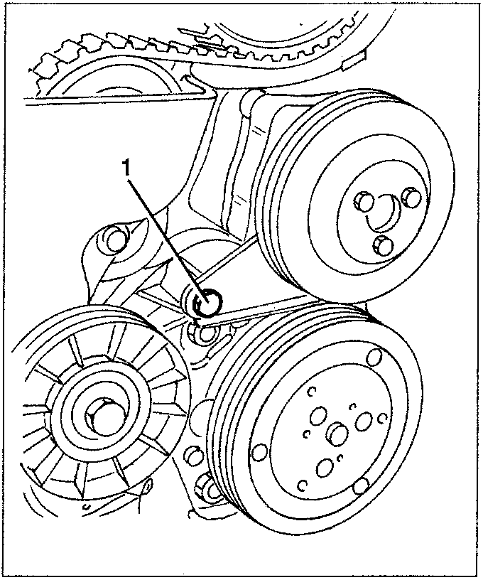 Power steering pump and pulley assembly with screws labeled 1