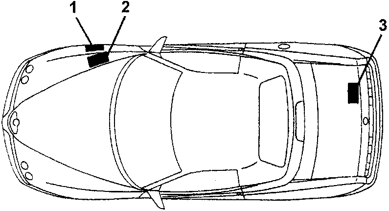 Top view of car showing identification plate locations