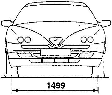 Front view of vehicle with width 1499