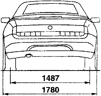 Rear view of vehicle with width 1487, overall rear width 1780