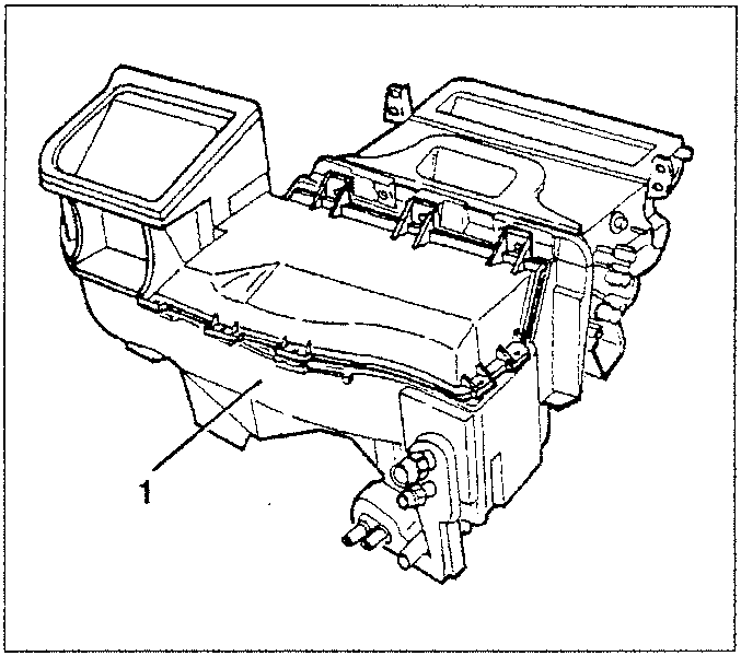 Diagram showing the climate control unit being removed from the vehicle.