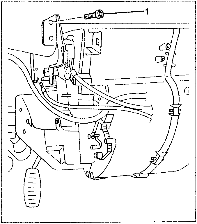 Diagram showing a close-up of the climate control unit with a screw labeled 1, indicating the left-hand side screw to be slackened.