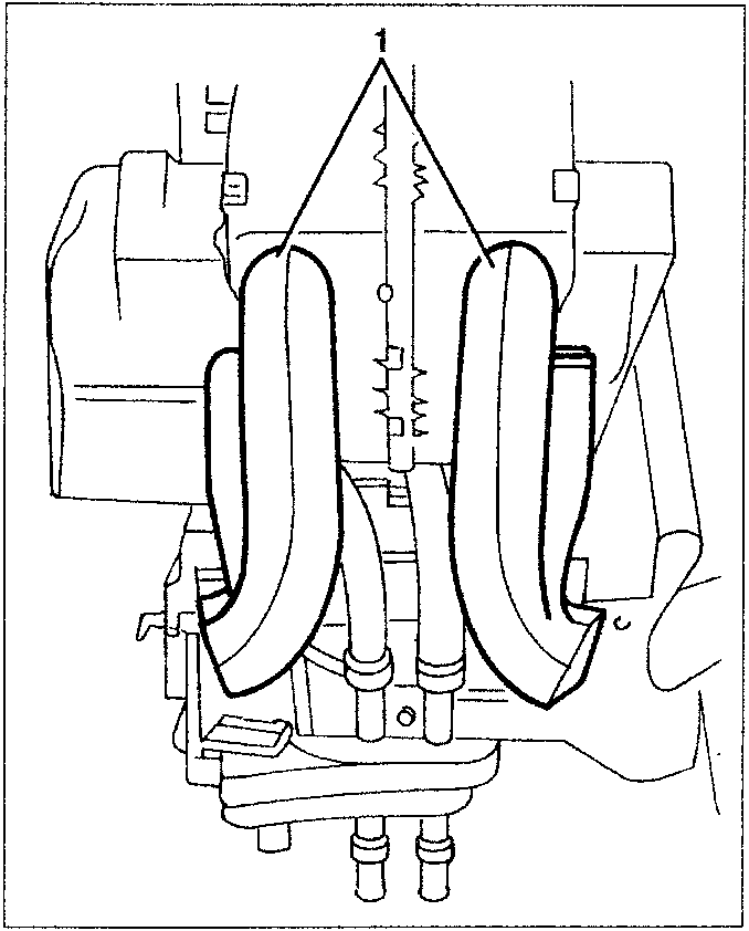 Air duct showing two lower ducts labeled 1