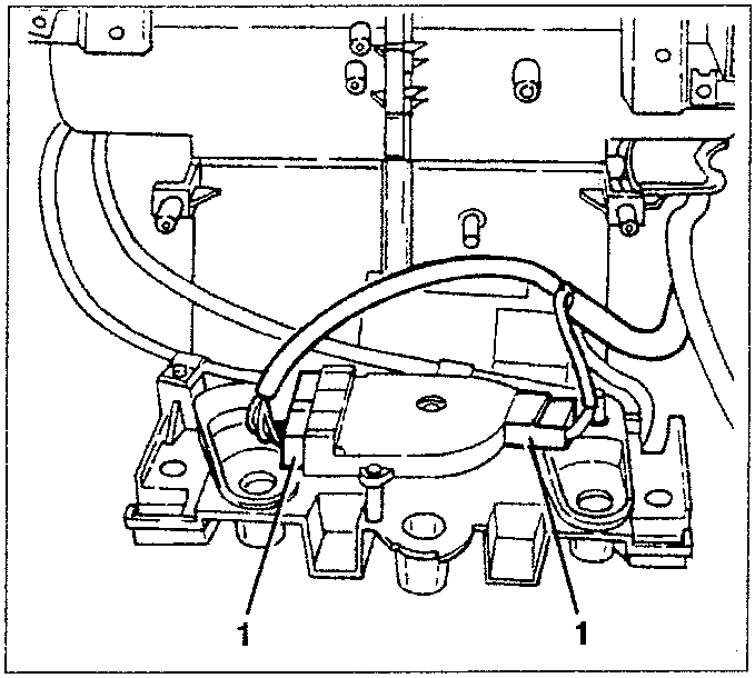 Wiring diagram showing two electrical connections labeled 1