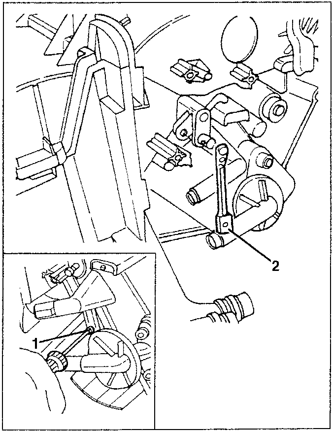 Diagram showing removal of tierod from radiator water inlet tap