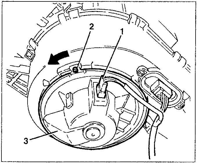 Fan removal diagram showing numbered parts 1, 2, and 3 with an arrow indicating turning direction.