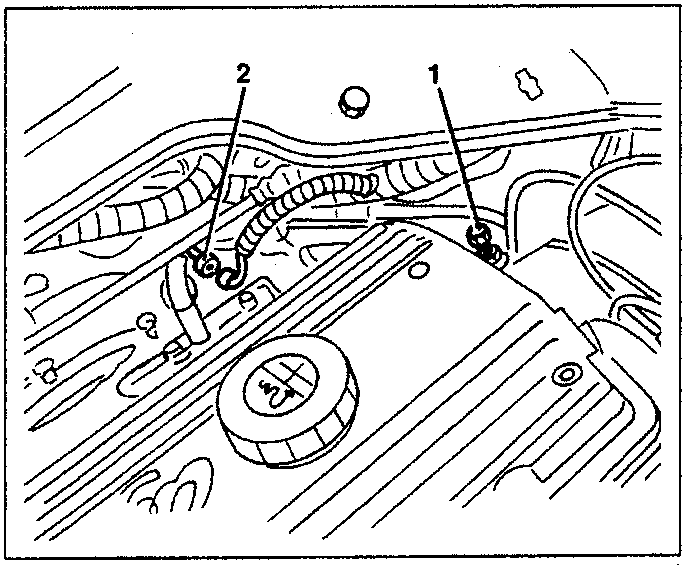 Diagram showing power steering pump belt adjustment locknut and electrical connection