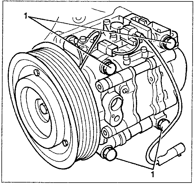Car air conditioning compressor with pulley and mounting points