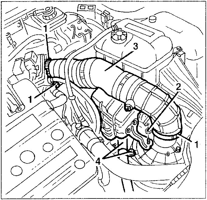 Evaporator fitting with numbered parts 1, 2, 3, 4