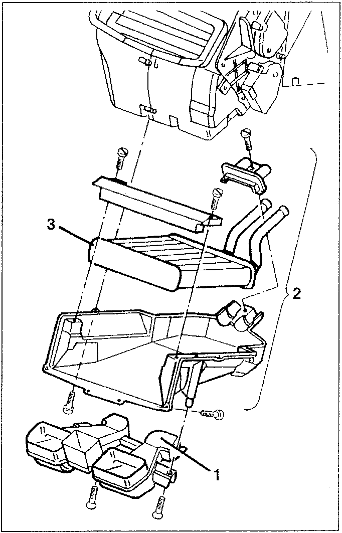 Diagram showing disassembled components of the climate control unit.