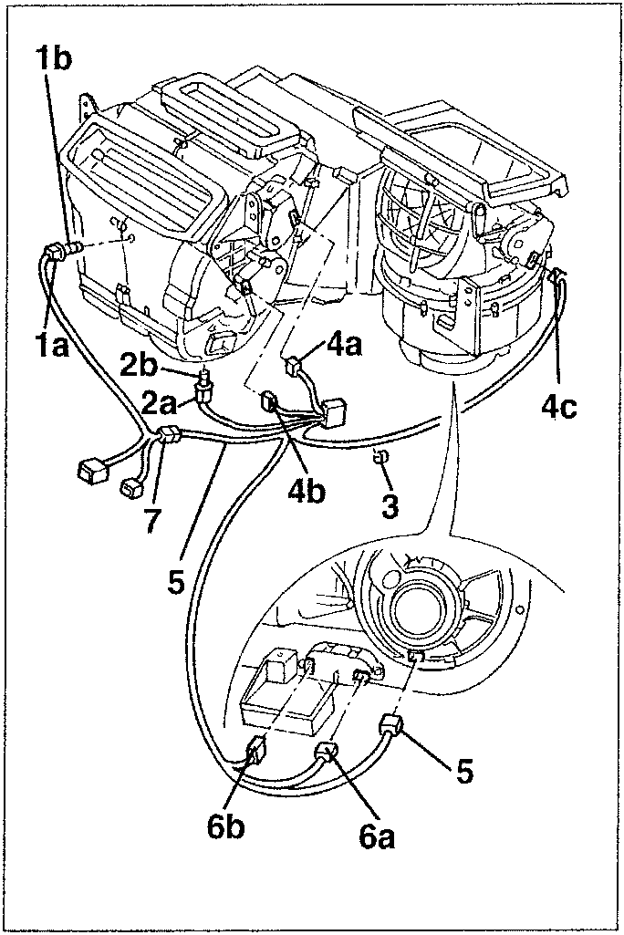 Diagram showing electrical connections and components of the climate control unit.