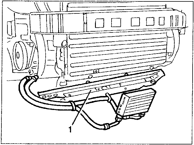 Condenser removal diagram showing coolant pipes disconnected
