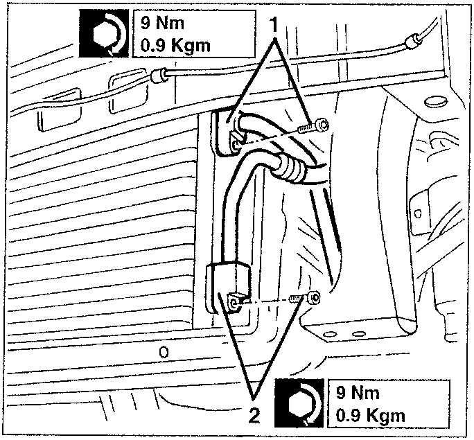 Torque specifications for bolts 1 and 2