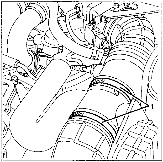 Diagram showing upper resonator and corrugated sleeve with clip 1 indicated