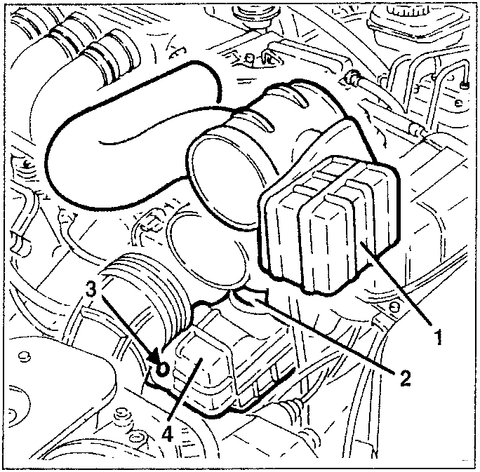 Engine air intake system component layout diagram