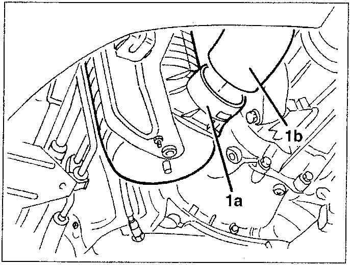 Diagram showing removal of air cleaner (1a) from resonator (1b) under bumper