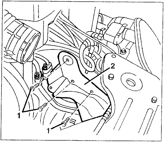 Diagram showing loosening of air cleaner bracket fastening screws and removal of bracket