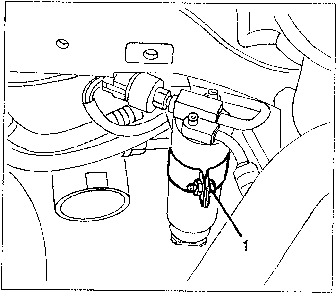 Diagram showing loosening of drier filter retainer clip screw