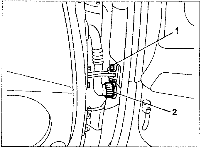 Diagram showing screws fastening the door to the hinge