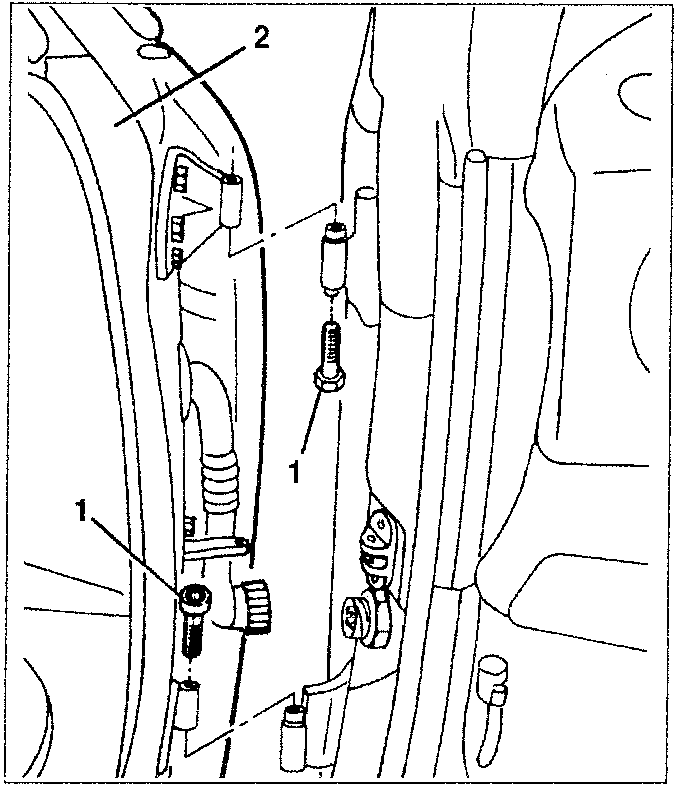 Diagram showing screws and striker block