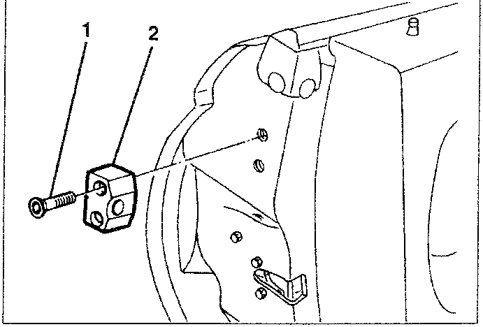 Diagram showing striker block with screws