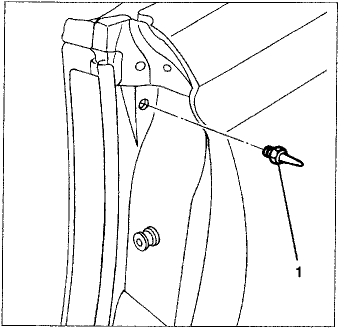 Diagram showing the striker pin being removed from a door frame