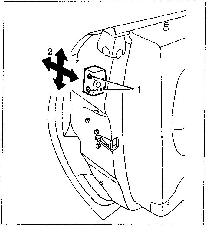 Diagram showing adjustment of striker block position using two screws