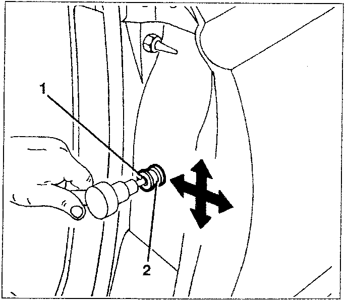 Diagram showing hand removing the lock striker with a tool