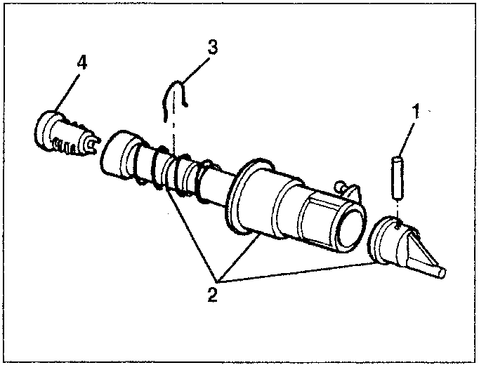Diagram showing lock unit disassembly with labels 1, 2, 3, and 4