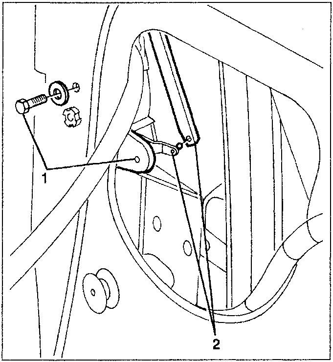Diagram showing lock unit components with labels 1 and 2
