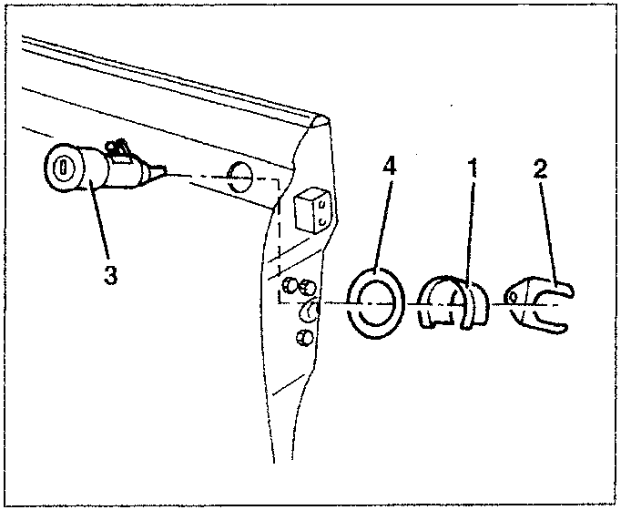 Diagram showing lock device components with labels 1, 2, 3, and 4