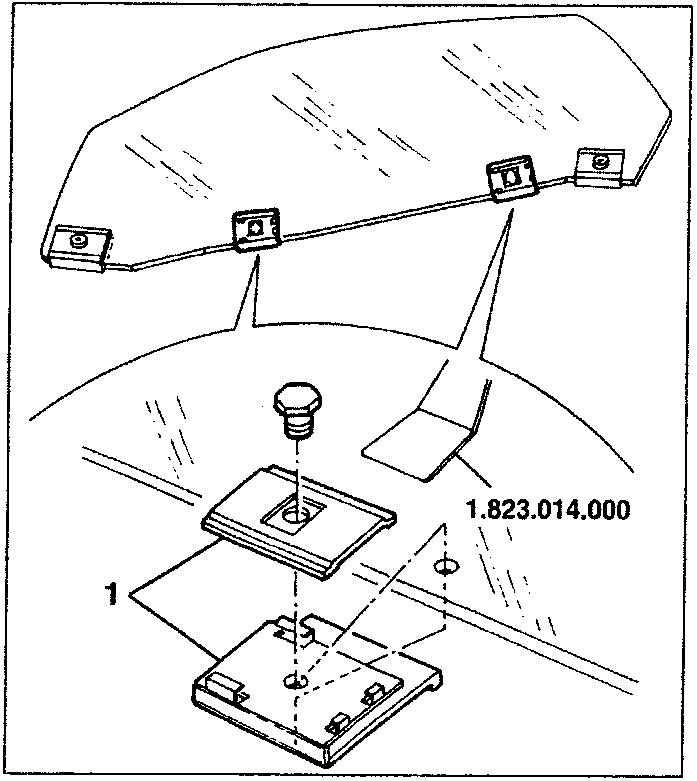 Diagram showing electric window attachment plate with tool 1.823.014.000