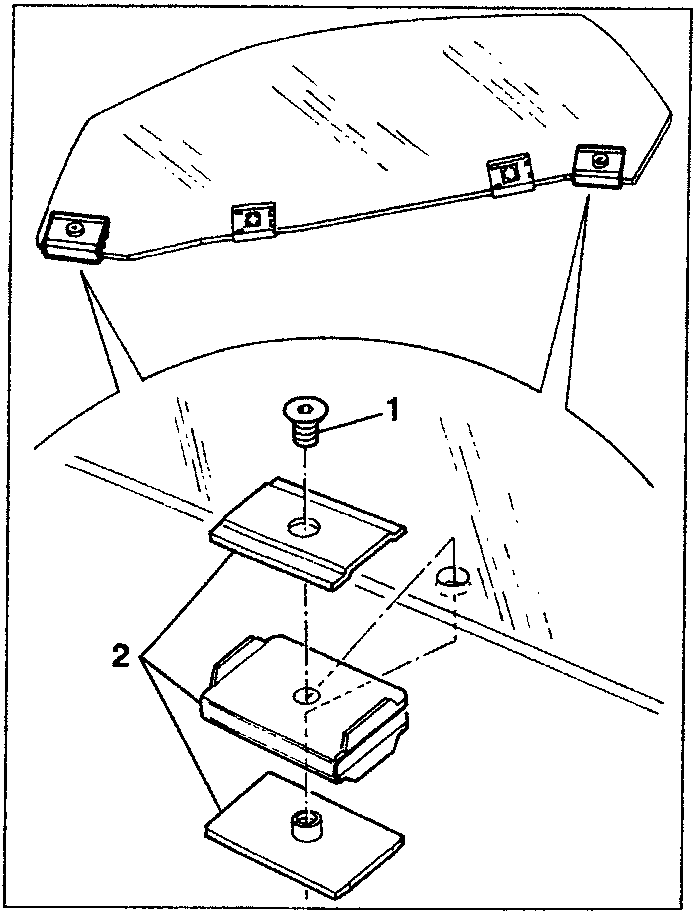 Diagram showing window slide pad attachment plate