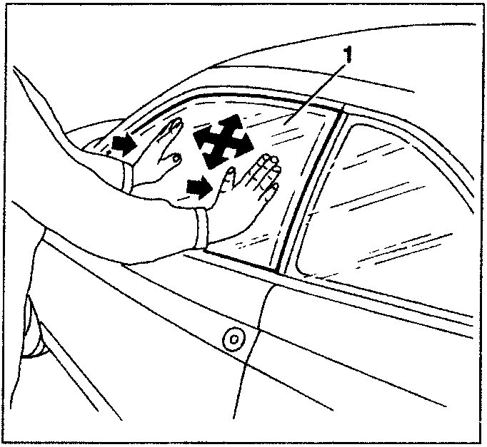 Illustration showing hands pressing down on a car window to seat it