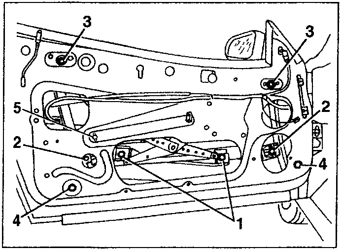 Diagram showing window adjustment points 1-5