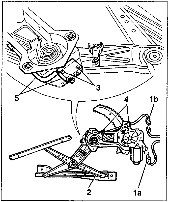 Diagram showing the up-down device components labeled 1a, 1b, 2, 3, 4, and 5