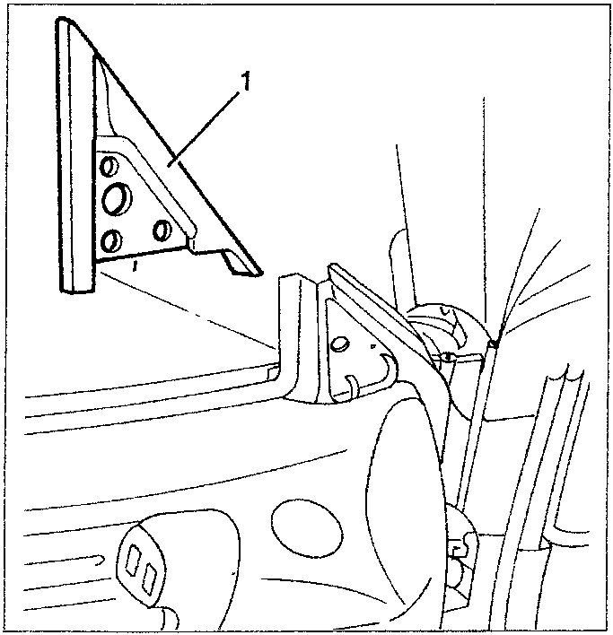 Mirror triangle seal removal diagram showing seal 1 on mirror